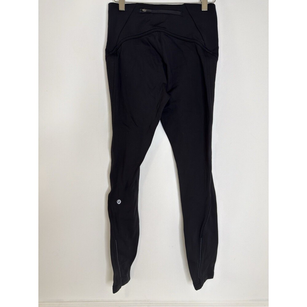 Lululemon Women’s Black Running Leggings Pants Zip Pockets Mesh Size 6